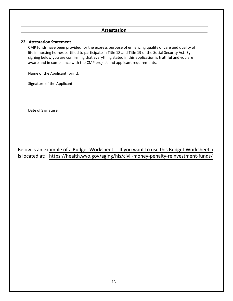 Civil Money Penalty (Cmp) Reinvestment Application Template - Wyoming, Page 15