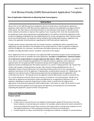 Civil Money Penalty (Cmp) Reinvestment Application Template - Wyoming, Page 3