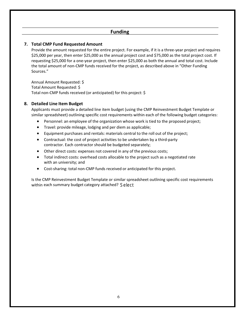 Civil Money Penalty (Cmp) Reinvestment Application Template - Wyoming, Page 8