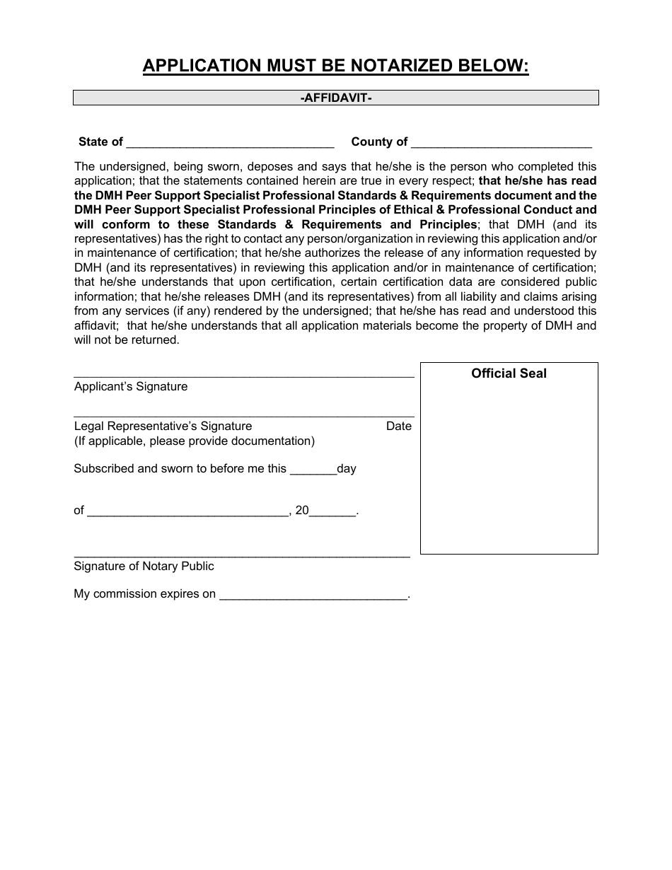 Certified Peer Support Specialist Professional Adult / Recovery Training Application - Mississippi, Page 11