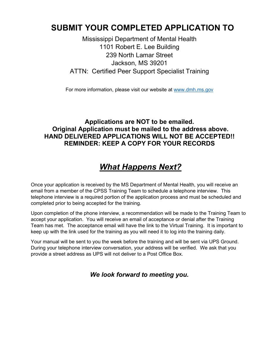 Certified Peer Support Specialist Professional Adult / Recovery Training Application - Mississippi, Page 21