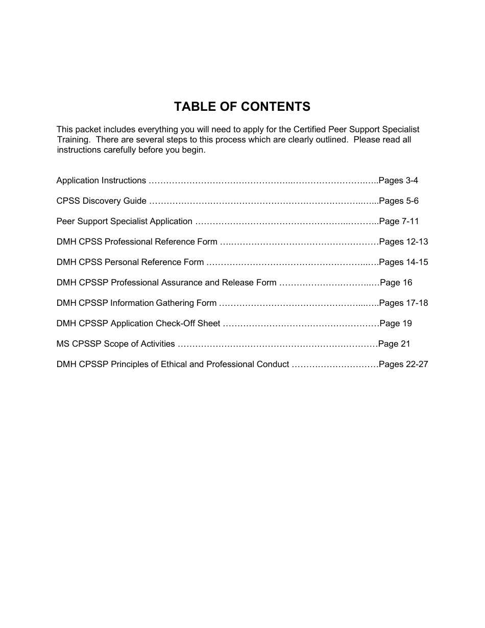 Certified Peer Support Specialist Professional Adult / Recovery Training Application - Mississippi, Page 2
