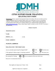 Document preview: Cpss Supervisor Training Registration Form - Mississippi
