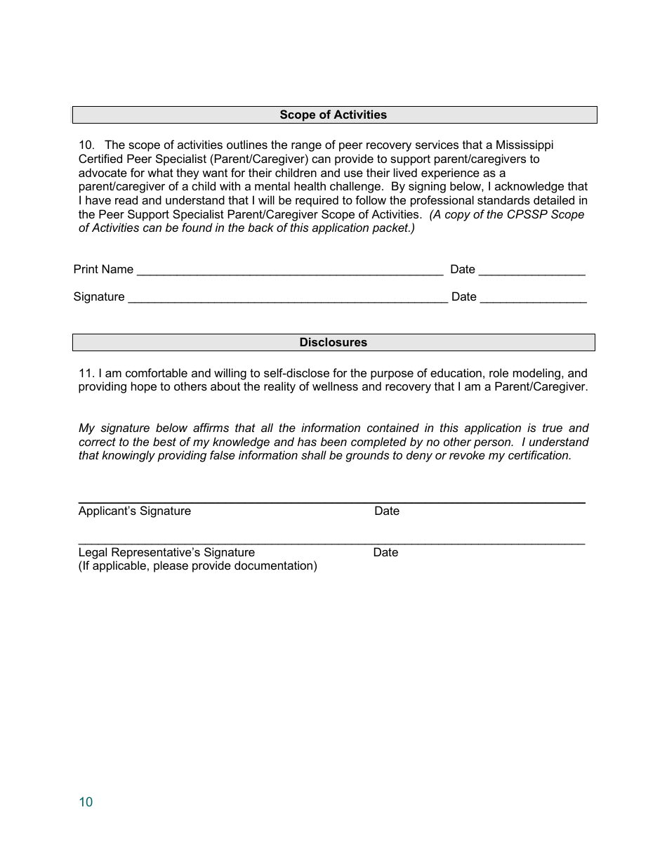 Training Application - Certified Peer Support Specialist Professional Parent / Caregiver (Cpss-P) - Mississippi, Page 10