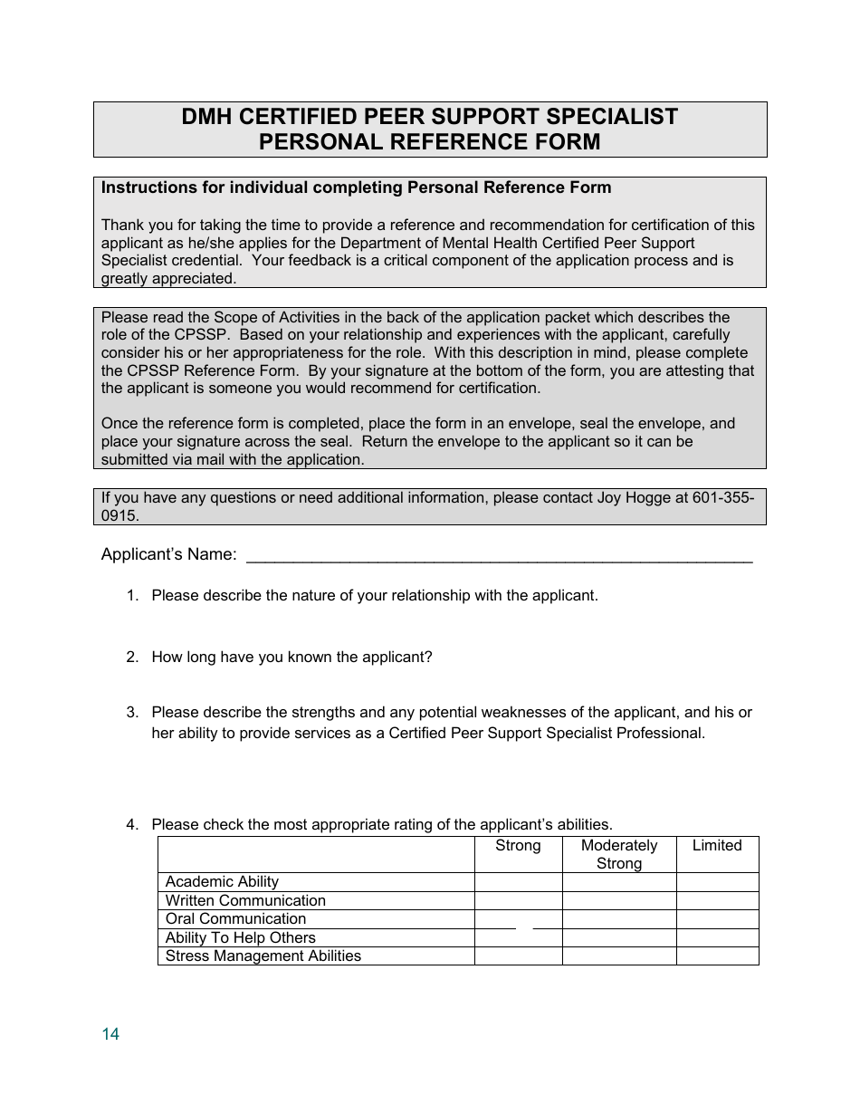 Training Application - Certified Peer Support Specialist Professional Parent / Caregiver (Cpss-P) - Mississippi, Page 14