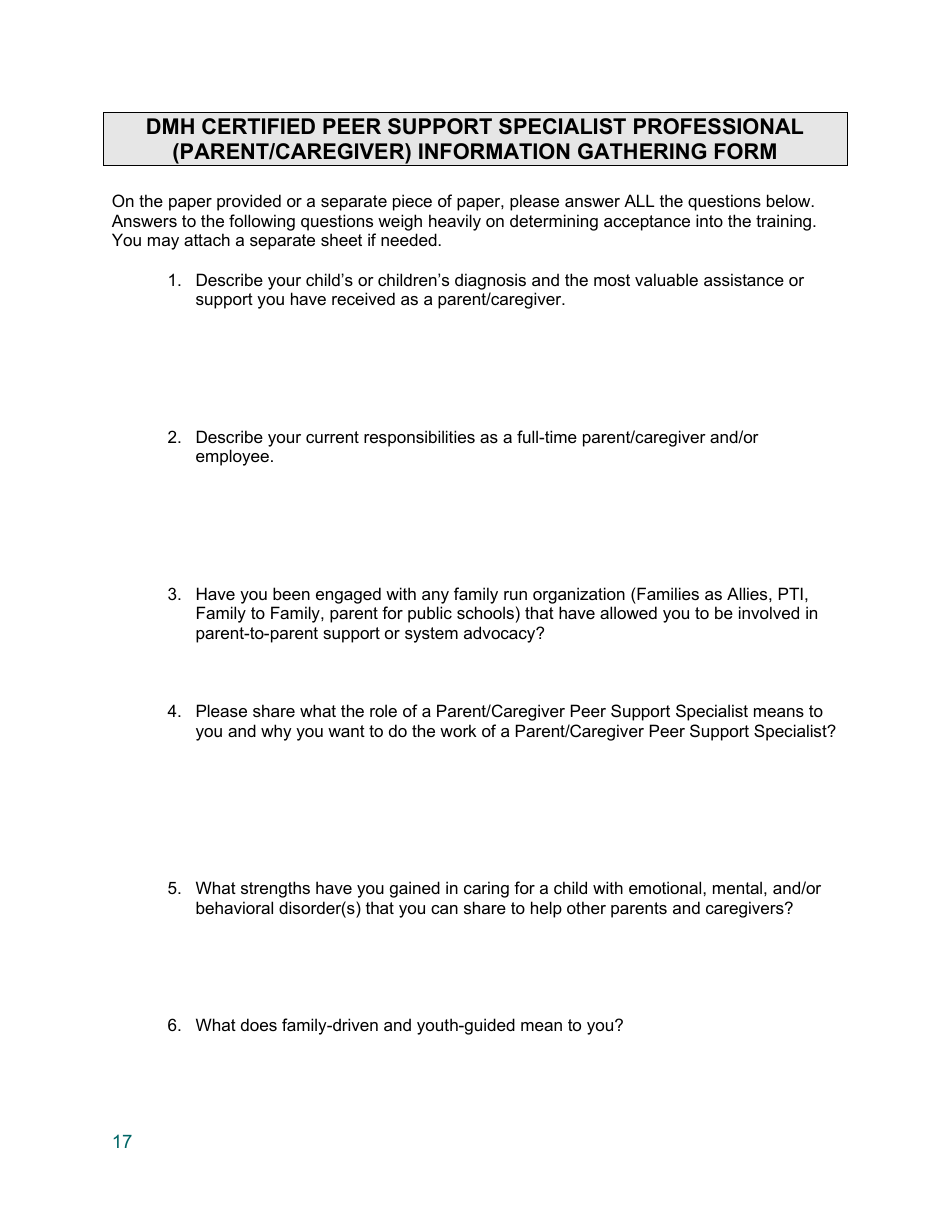 Training Application - Certified Peer Support Specialist Professional Parent / Caregiver (Cpss-P) - Mississippi, Page 17