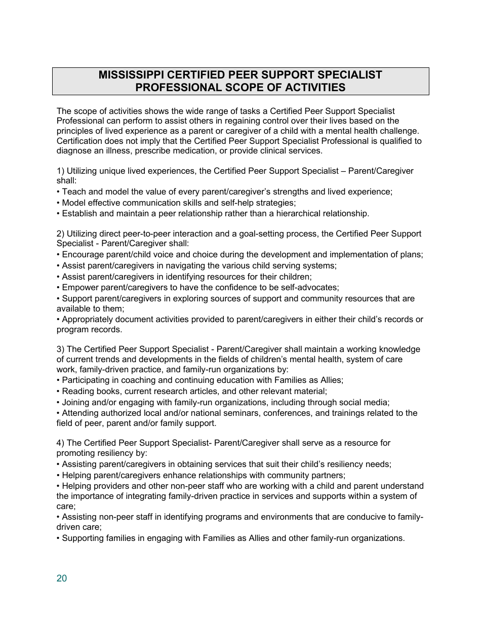 Training Application - Certified Peer Support Specialist Professional Parent / Caregiver (Cpss-P) - Mississippi, Page 20