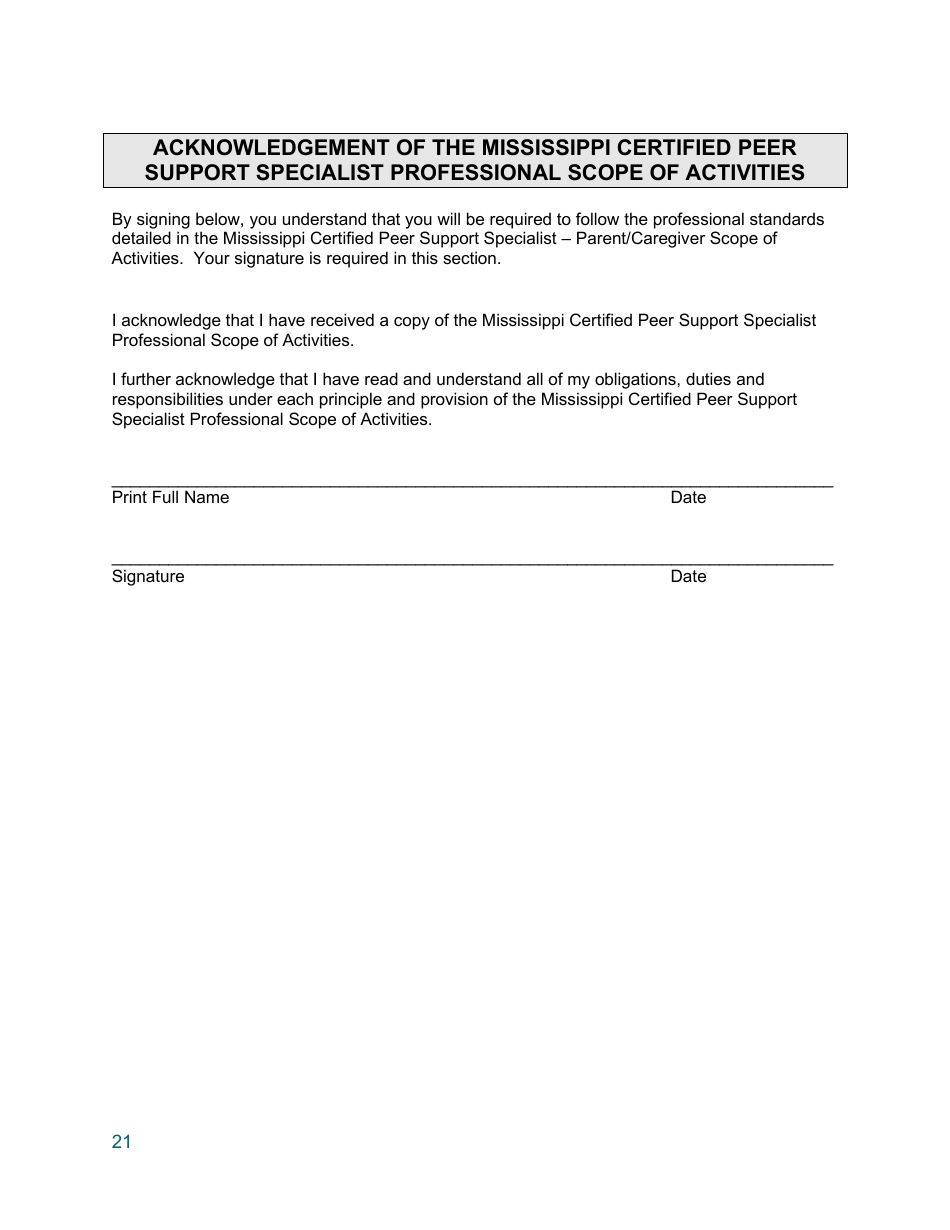 Training Application - Certified Peer Support Specialist Professional Parent / Caregiver (Cpss-P) - Mississippi, Page 21
