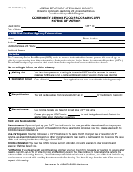 Document preview: Form HRP-1052A Notice of Action - Commodity Senior Food Program (Csfp) - Arizona