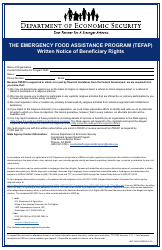 Document preview: Form HRP-1050A Written Notice of Beneficiary Rights - the Emergency Food Assistance Program - Arizona