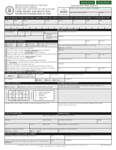 Form 4569  Printable Pdf