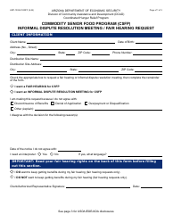 Document preview: Form HRP-1032A Informal Dispute Resolution Meeting/Fair Hearing Request - Commodity Senior Food Program (Csfp) - Arizona
