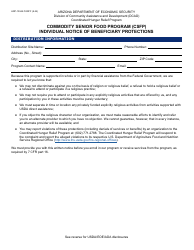 Document preview: Form HRP-1034A Commodity Senior Food Program (Csfp) Individual Notice of Beneficiary Protections - Arizona