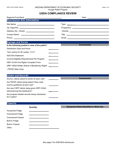 Form HRP-1027A  Printable Pdf