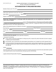 Document preview: Form DDD-2149A Authorization to Release Records - Arizona