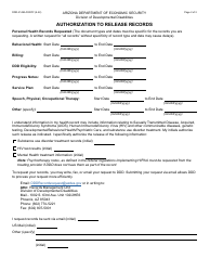 Form DDD-2149A Authorization to Release Records - Arizona, Page 2