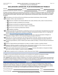 Formulario UIB-0101C-S Declaracion Jurada Del Plan De Busqueda De Trabajo - Arizona (Spanish)