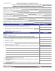 Formulario CCA-0228A-S Registro Presupuestario De Empleo Propio - Arizona (Spanish)