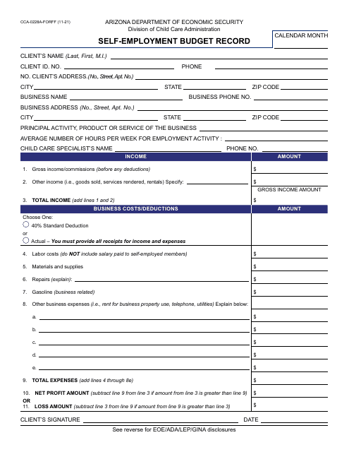 Form CCA-0228A  Printable Pdf