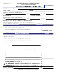 Form CCA-0228A Self-employment Budget Record - Arizona