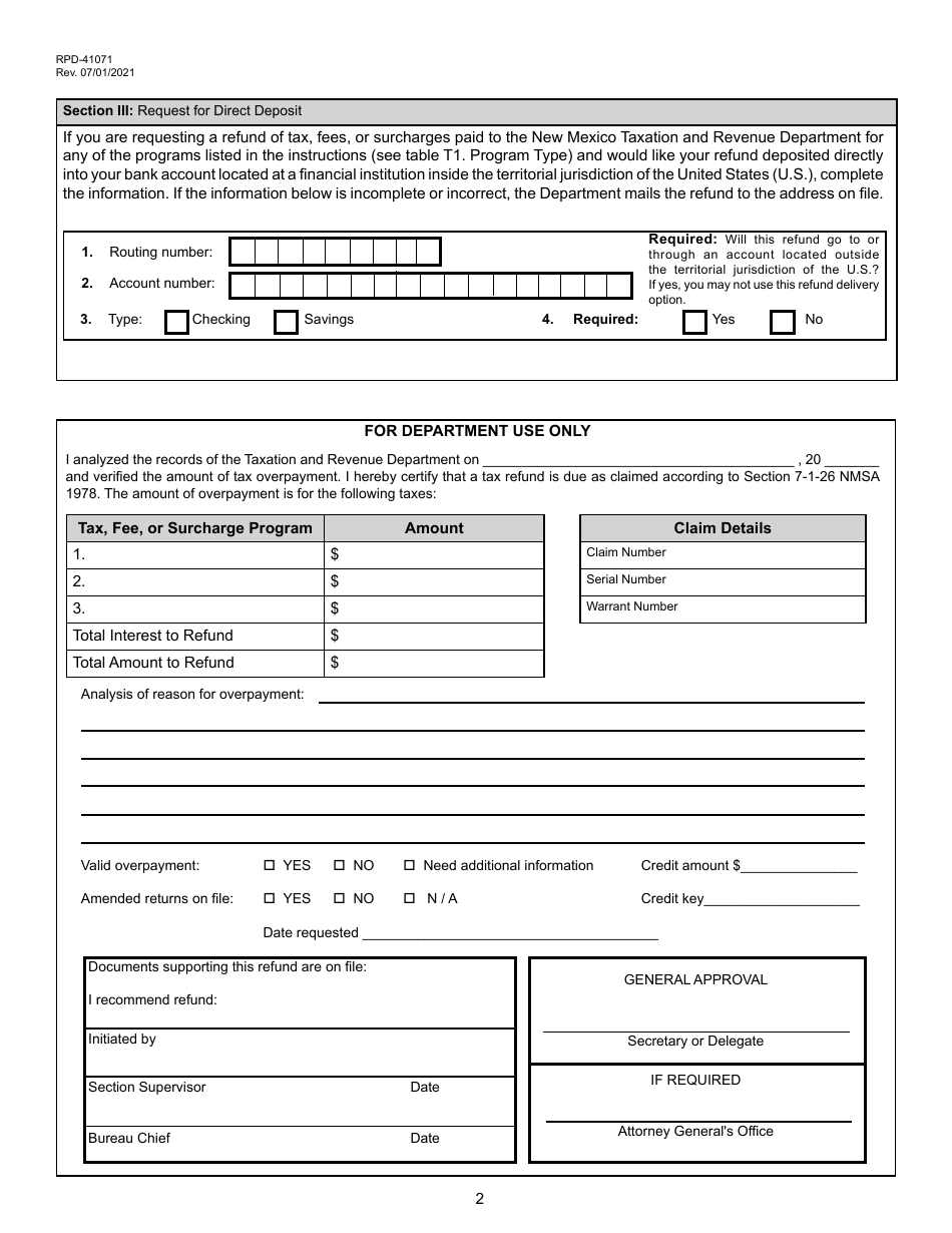 Form Rpd 41071 Fill Out Sign Online And Download Printable Pdf New Mexico Templateroller 2859