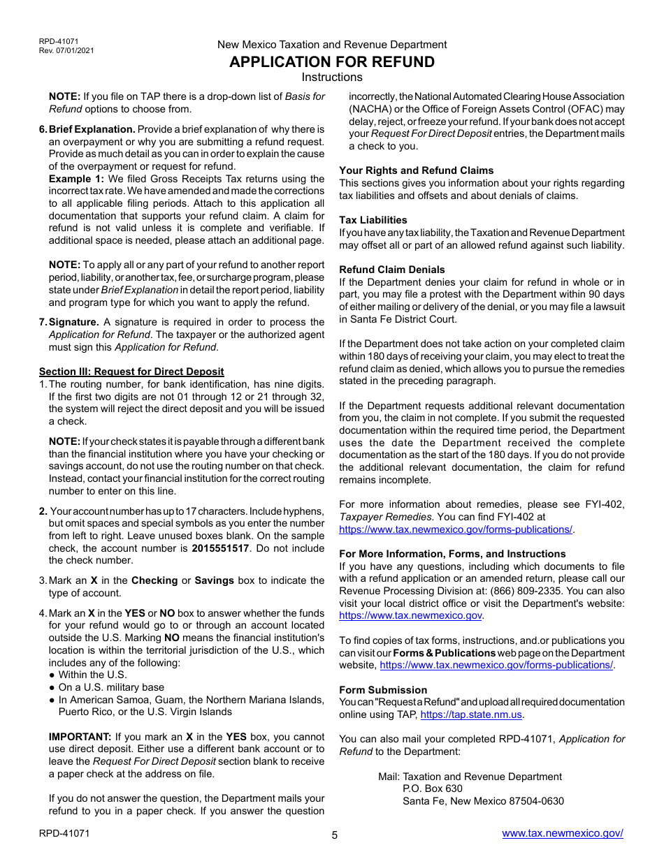 Form RPD41071 Fill Out, Sign Online and Download Printable PDF, New