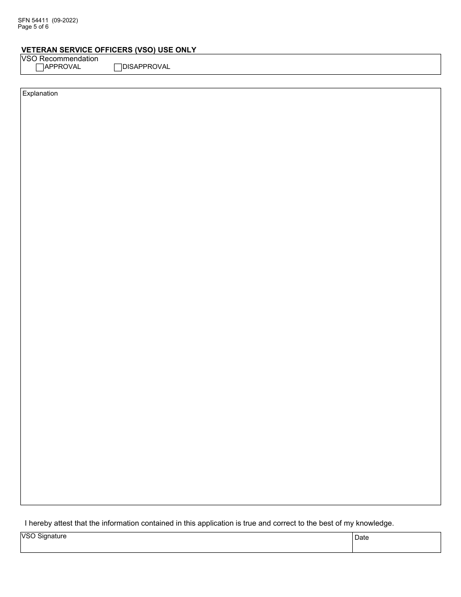 Form SFN54411 Veterans Aid Loan Application - North Dakota, Page 5