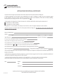 Document preview: Form LLC-3 Application for Special Certificate - Pennsylvania