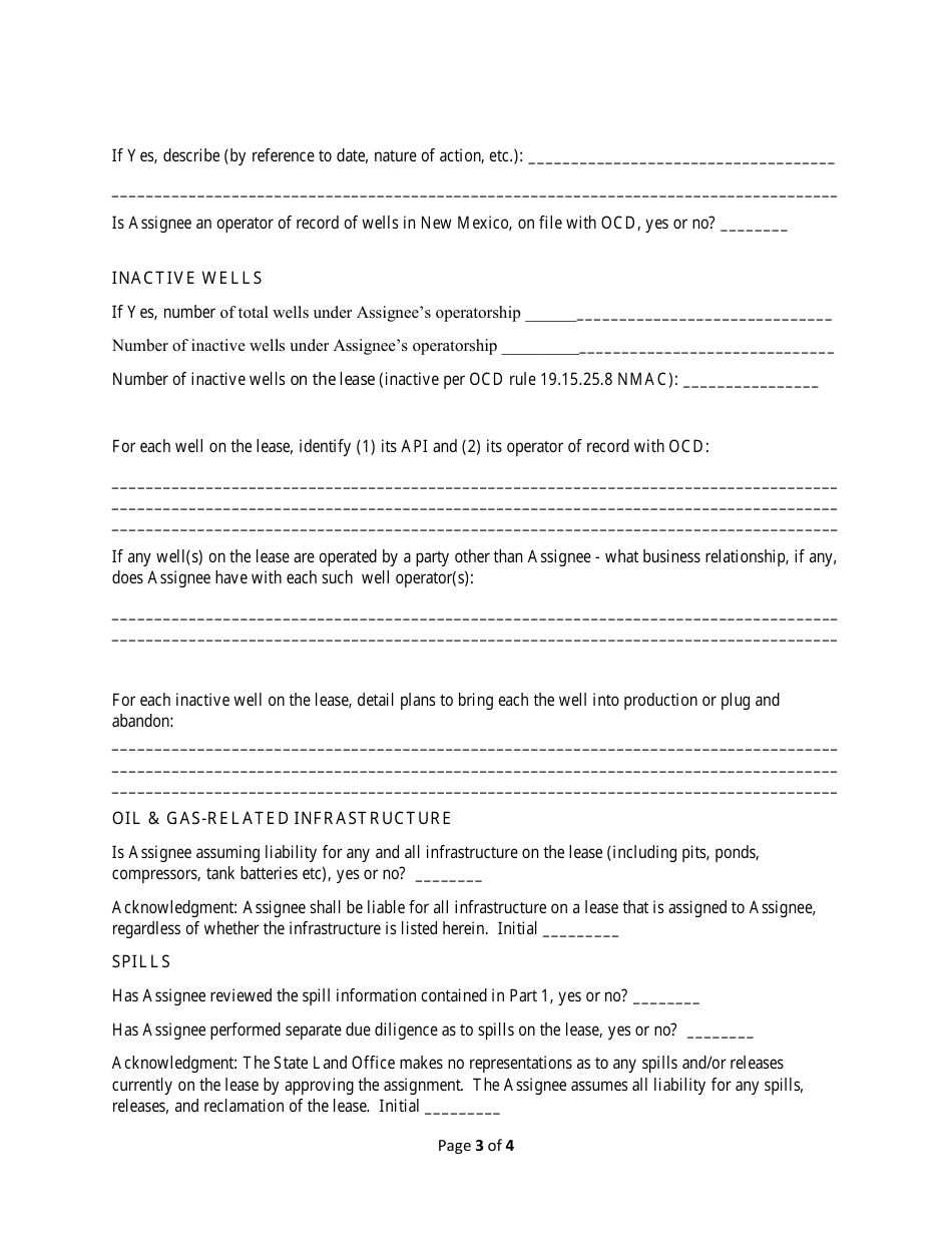 Lease Assignment Information Coversheet - New Mexico, Page 3