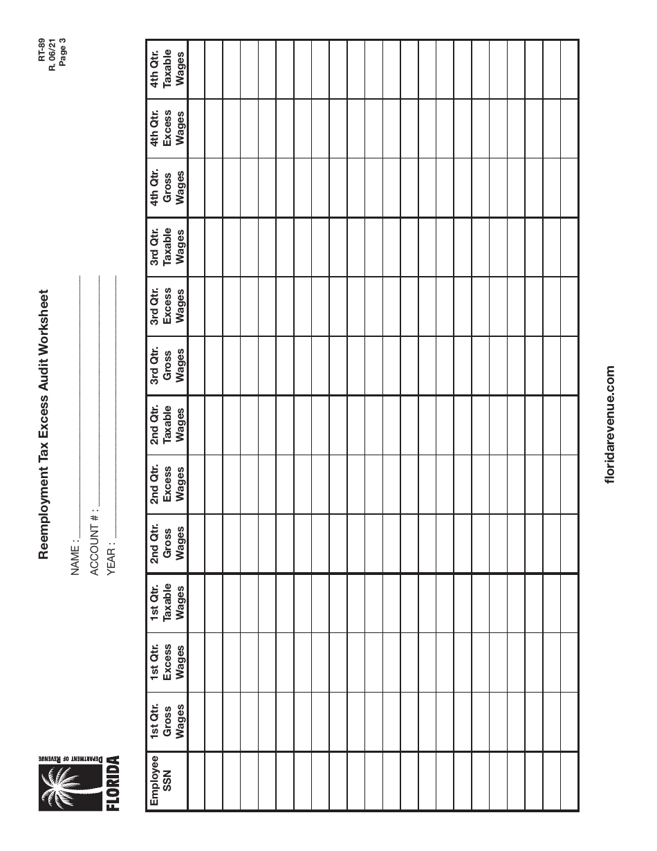 Form RT-89 Download Printable PDF or Fill Online Reemployment Tax ...