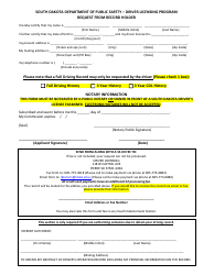 Document preview: Request From Record Holder - Driver Licensing Program - South Dakota