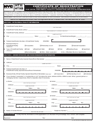 Document preview: Form HTX/HTXB Certificate of Registration - Hotel Tax - New York City