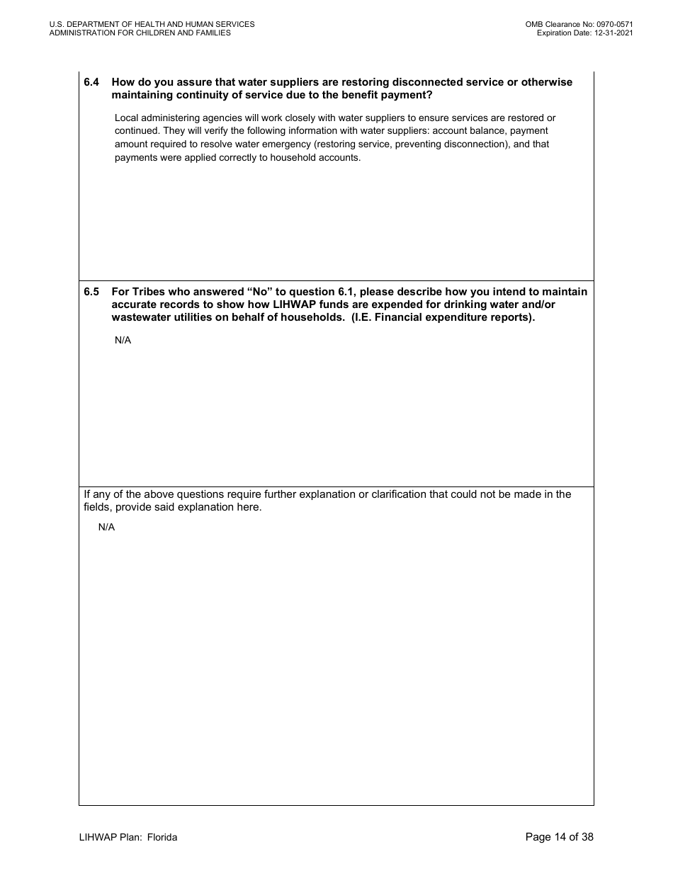 Grant Implementation Plan - Low Income Household Water Assistance Program (Lihwap) Consolidated Appropriations Act of 2021 and American Rescue Plan - Florida, Page 14