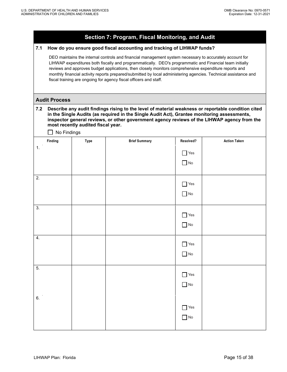 Grant Implementation Plan - Low Income Household Water Assistance Program (Lihwap) Consolidated Appropriations Act of 2021 and American Rescue Plan - Florida, Page 15