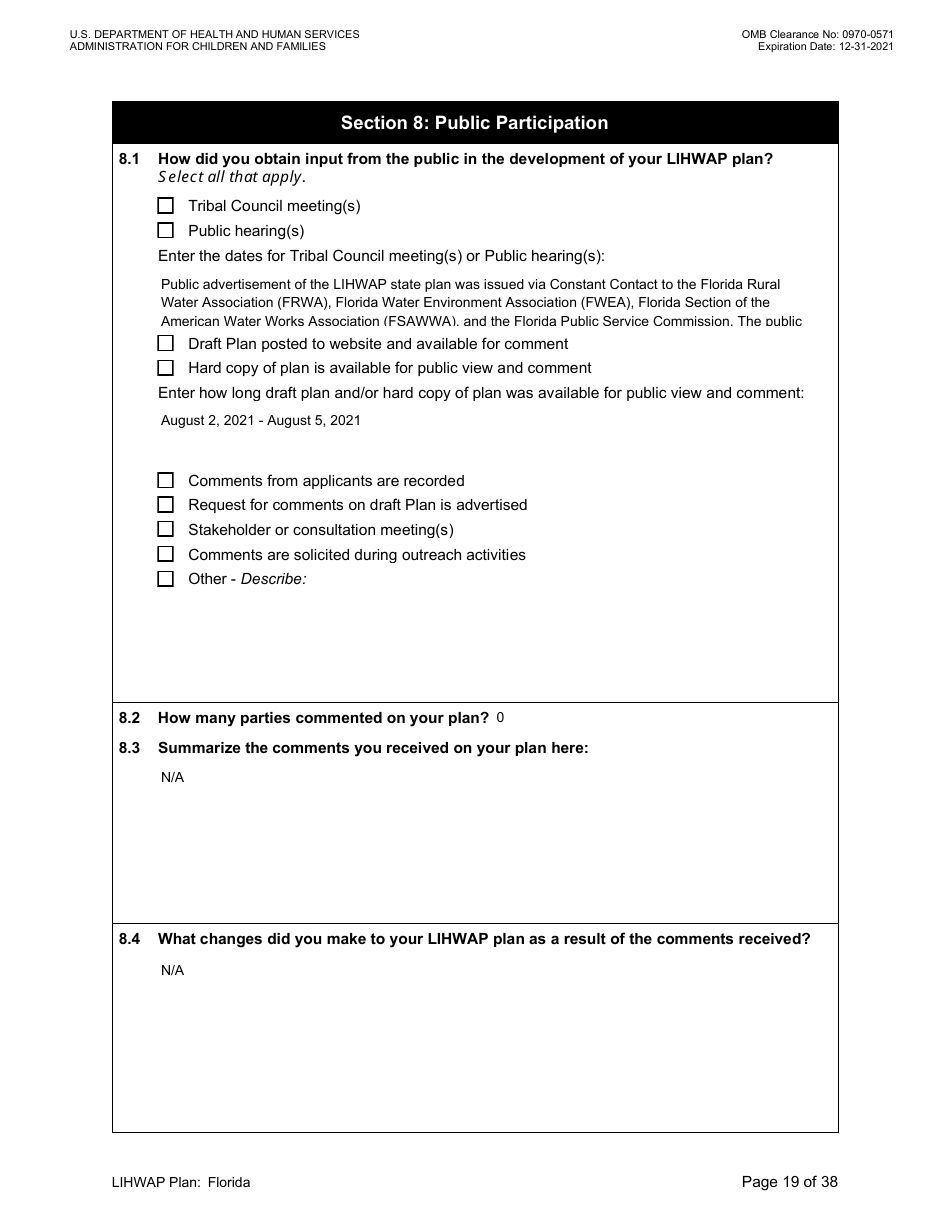 Grant Implementation Plan - Low Income Household Water Assistance Program (Lihwap) Consolidated Appropriations Act of 2021 and American Rescue Plan - Florida, Page 19