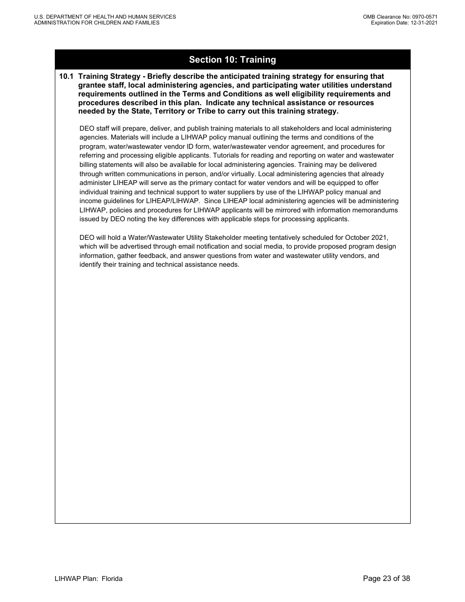 Grant Implementation Plan - Low Income Household Water Assistance Program (Lihwap) Consolidated Appropriations Act of 2021 and American Rescue Plan - Florida, Page 23