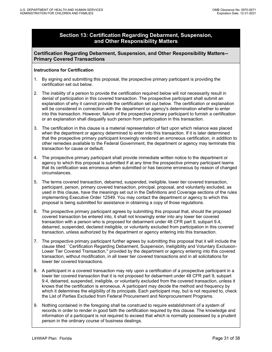 Grant Implementation Plan - Low Income Household Water Assistance Program (Lihwap) Consolidated Appropriations Act of 2021 and American Rescue Plan - Florida, Page 31