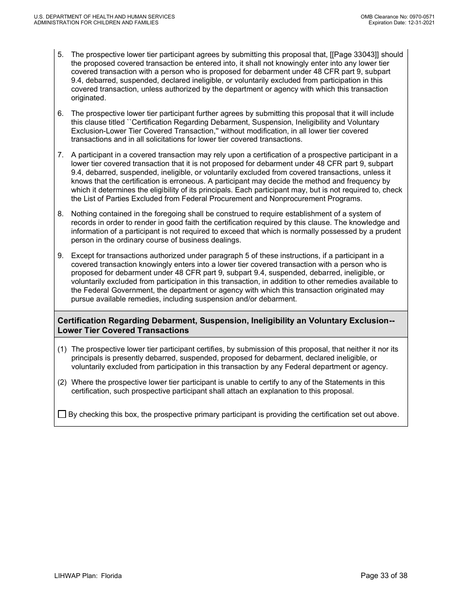 Grant Implementation Plan - Low Income Household Water Assistance Program (Lihwap) Consolidated Appropriations Act of 2021 and American Rescue Plan - Florida, Page 33