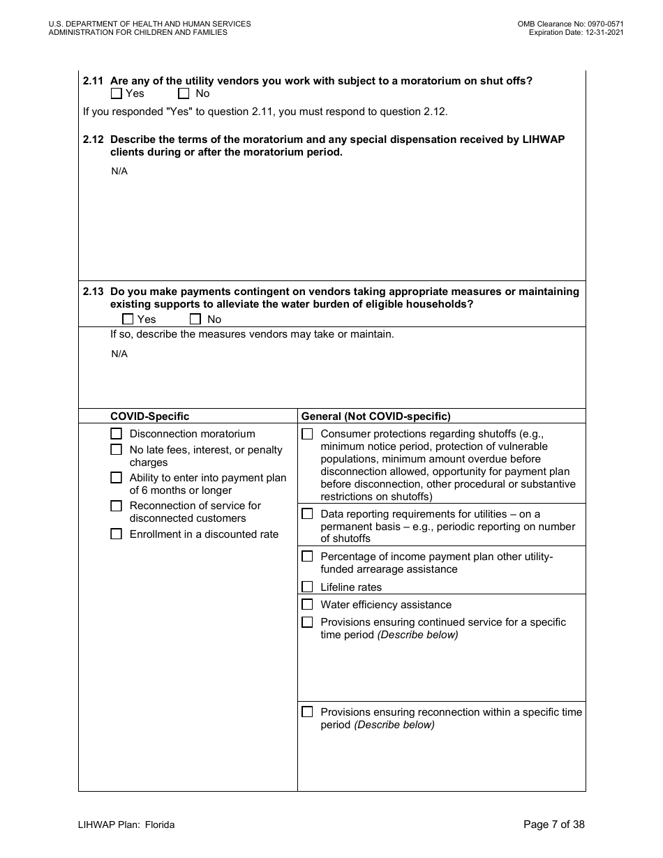 Grant Implementation Plan - Low Income Household Water Assistance Program (Lihwap) Consolidated Appropriations Act of 2021 and American Rescue Plan - Florida, Page 7