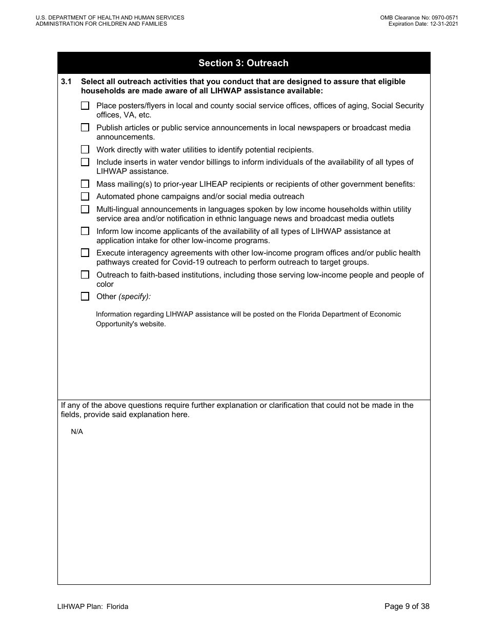 Grant Implementation Plan - Low Income Household Water Assistance Program (Lihwap) Consolidated Appropriations Act of 2021 and American Rescue Plan - Florida, Page 9