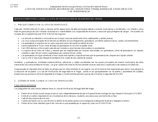 Document preview: Formulario CFS2025/S Lista De Verificacion De Seguridad Del Hogar Para Trabajadores De Casos Intactos Y De Permanencia - Illinois (Spanish)