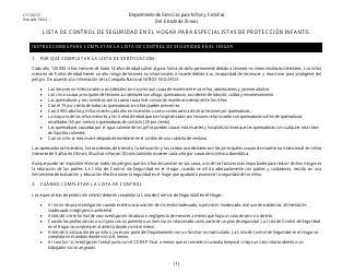 Formulario CFS2027/S Lista De Control De Seguridad En El Hogar Para Especialistas De Proteccion Infantil - Illinois (Spanish)