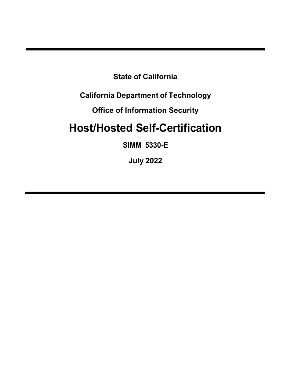 Form SIMM5330-E Host / Hosted Self-certification - California, Page 1
