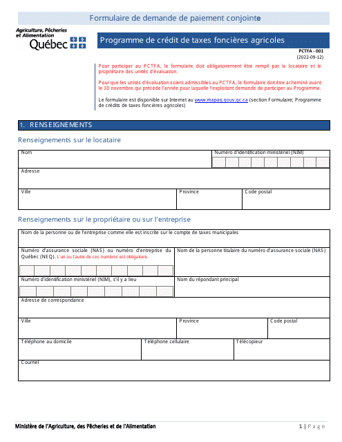 Forme PCTFA-001  Printable Pdf