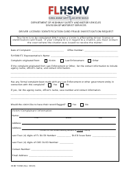Form HSMV72068 Driver License/Identification Card Fraud Investigation Request - Florida