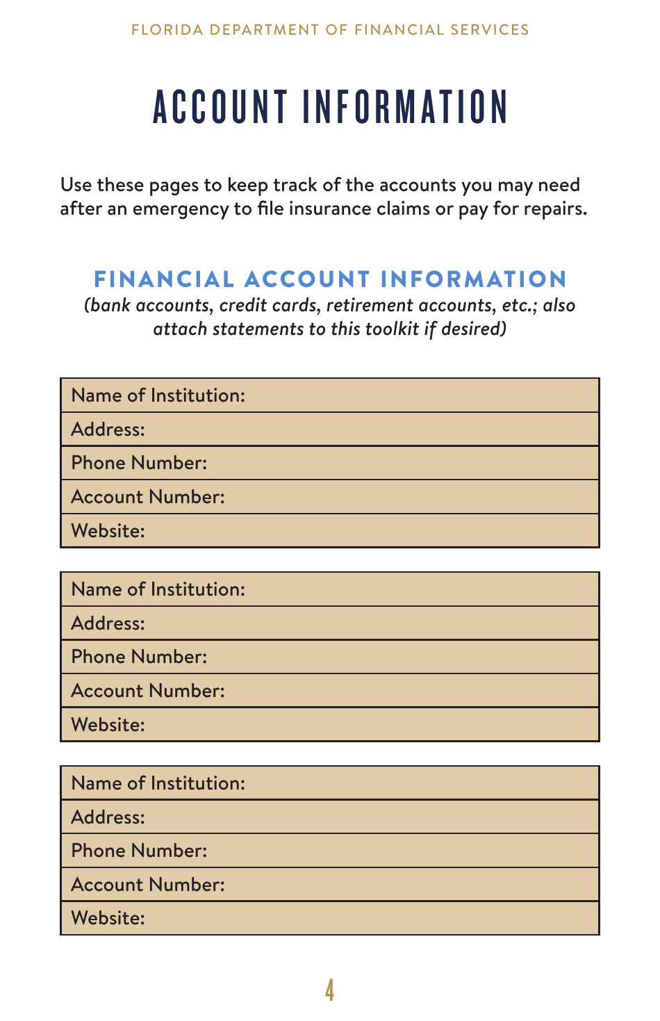 Emergency Financial Preparedness Toolkit - Florida, Page 5