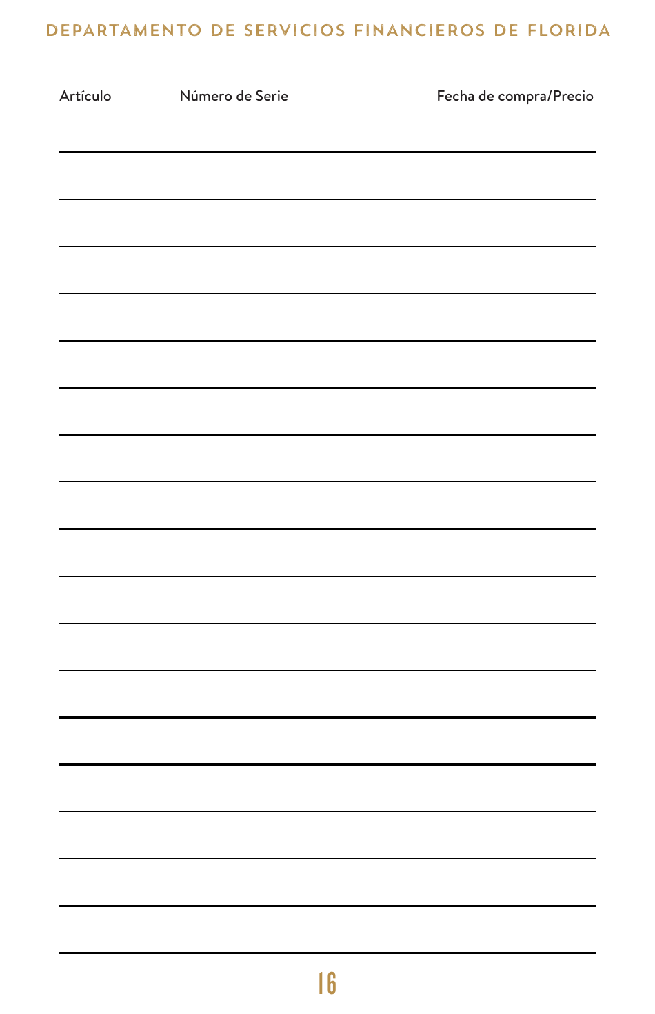 Financiera De Emergencias Juego De Herramientas - Florida (Spanish), Page 17