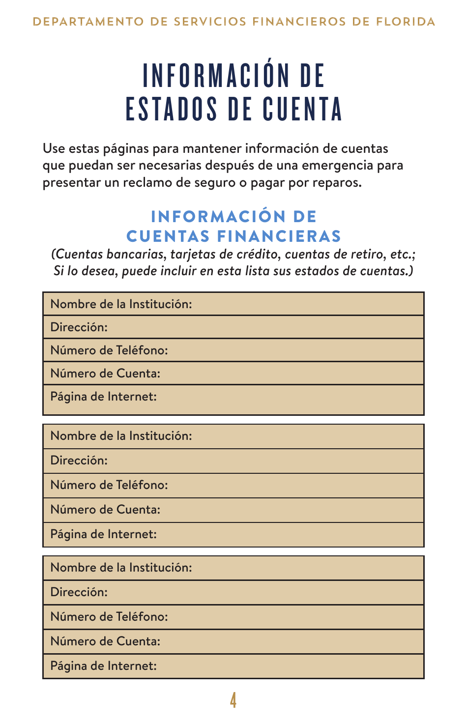 Financiera De Emergencias Juego De Herramientas - Florida (Spanish), Page 5