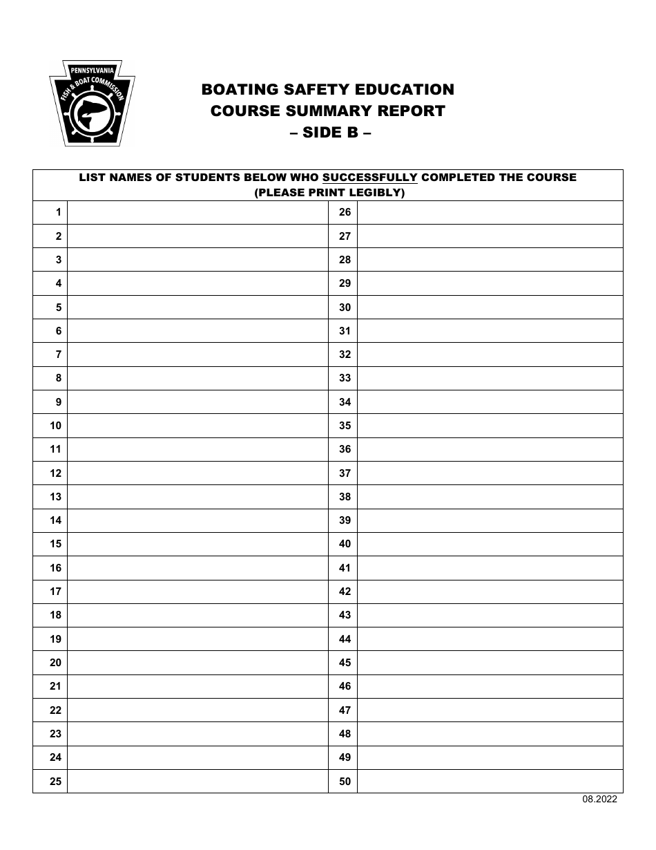 Boating Safety Education Course Summary Report - Pennsylvania, Page 2