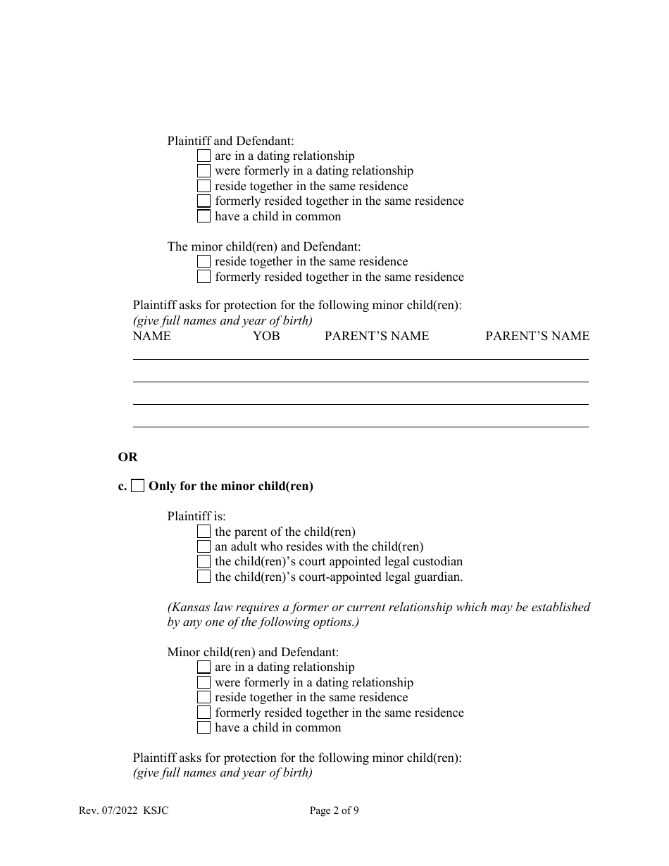 Kansas Petition for Protection From Abuse Order - Fill Out, Sign Online ...